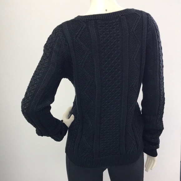 NWOT • Black Knit Sweater with Front Floral Detail - Picture 4 of 12